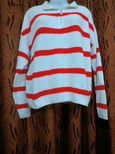 Y2K Striped Knit Zip-up Sweater ♥️
