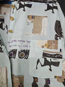 Abstract Print Button-Down Shirt