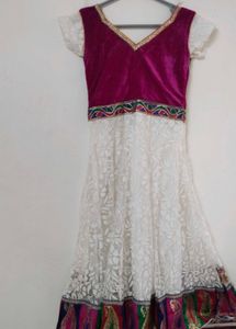 Anarkali Pink And White Dress