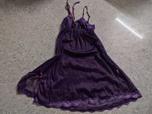 Purple Lace And Net Lingerie