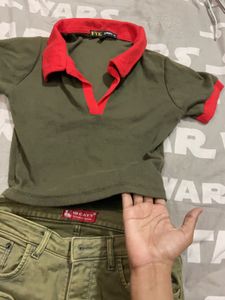 Green &amp; Red Crop Top