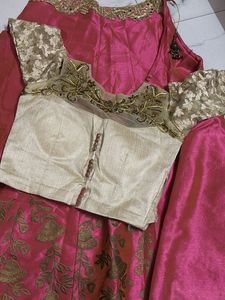 Pink &amp; Gold Lehenga Set