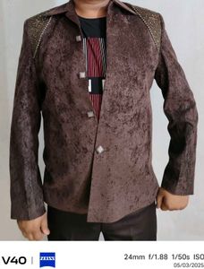 Velvet Blazer with Shoulder Detail