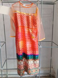Orange Sheer Sleeve Kurta
