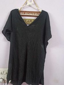 Black Lace Trim Kaftan Top