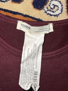 Pull And Bear Women Burgundy Crop Top