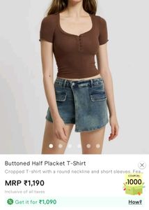 Brown Buttoned Tee