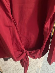 Maroon Tie-Front Blouse