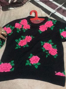 Floral Print Knit Sweater