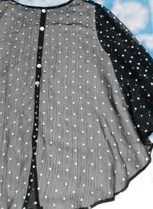 Black and White Polka Dot Sheer Blouse (Woman)