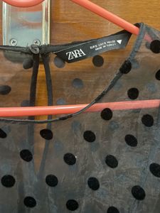 Zara Polka Dot Organza Sheer Top With inner