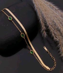 Gold Layered Bracelet with Green Accents