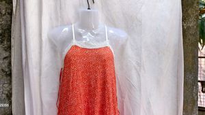 I. Orange Print Mini Dress