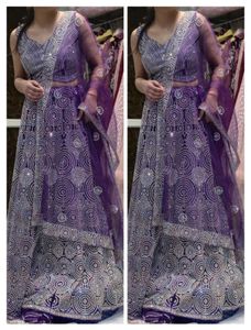 Women Crop Top Skirt, Elegant Purple