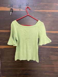Green Flared Sleeve Top