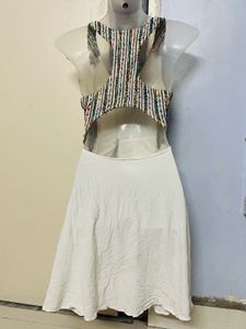 Pintrest Navratri White Dress with Colorful Detail