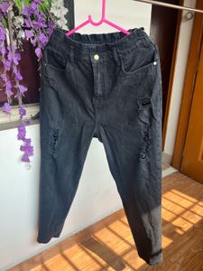 Grey Elastic Waist Jeans