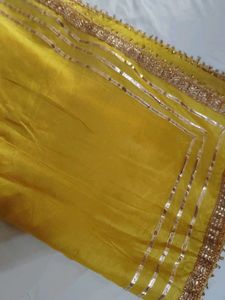 NEW yellow Dupatta With Gota Patti Lace