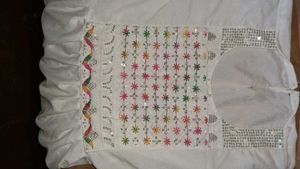 White Dress with Colorful Embroidery