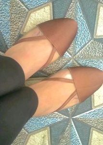 Brown &amp; Clear Pointed Mules