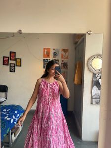Pink &amp; White Sleeveless Dress
