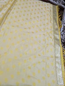 Elegant Yellow &amp; Gold Saree
