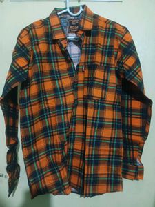 PDM Orange Plaid Flannel - XL