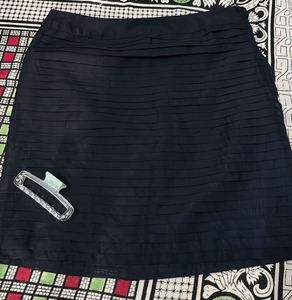 Navy Pleated A-Line Skirt