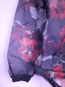 Zip Up Sheer Organza Bomber Jacket
