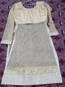 Designer Net Fabric Kurti With Stone Work