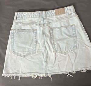 Zara Distressed Denim Mini Skirt
