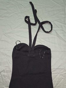ZARA Black Halter Strechable Midi Dress