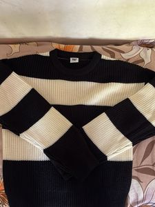 Black &amp; white Striped Sweater