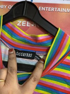 colourful striped crop top