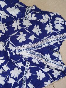 Blue Cotton Kurti Pyjami