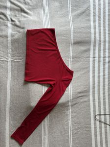 Burgundy One-Sleeve Crop Top