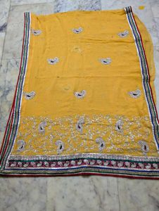 beautiful Yellow georgette saree