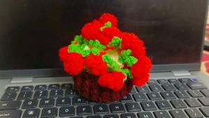 Brand New Handmade Crochet Rose Flower Pot