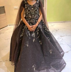 Elegant Cofee Colour Embroidered Gown