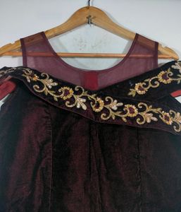 Burgundy n Cream  Colour Women Gowns