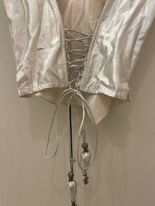 Boutique stitched silver corset blouse