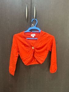 Orange Cropped Cardigan