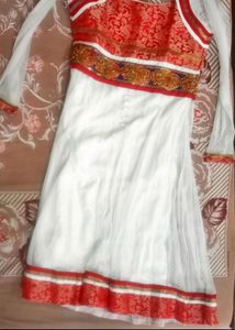 White And Red Anarkali Suit