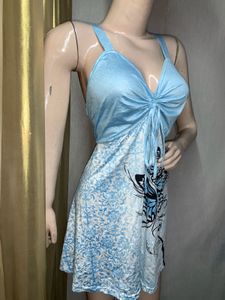 Cute Blue Butterfly Print Dress