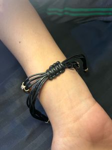 Half Gold Leather Bracelet