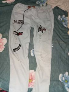 Distressed Graphic Print Jeans