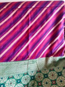 Green &amp; Purple Floral Saree
