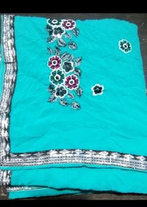 Elegant Blue Embellished Saree