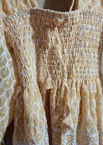 Chikankari Peplum Top With Full Sleeves
