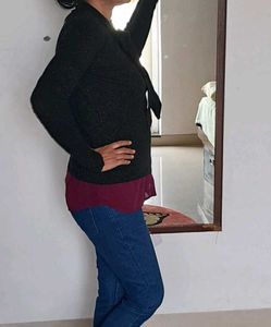 Black Soft Sweater With Blue Shimmers